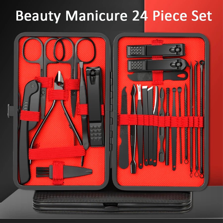 7/10/12/18/20/24PCS Set Professional Manicure Set Kits Stainless Steel Fingernail - AURA
