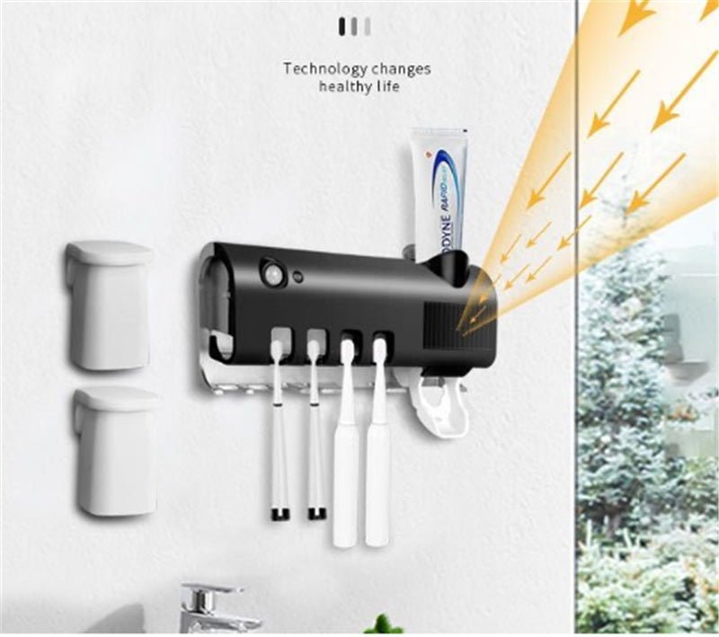 Bathroom Toothbrush Holder With Toothpaste Dispenser - AURA