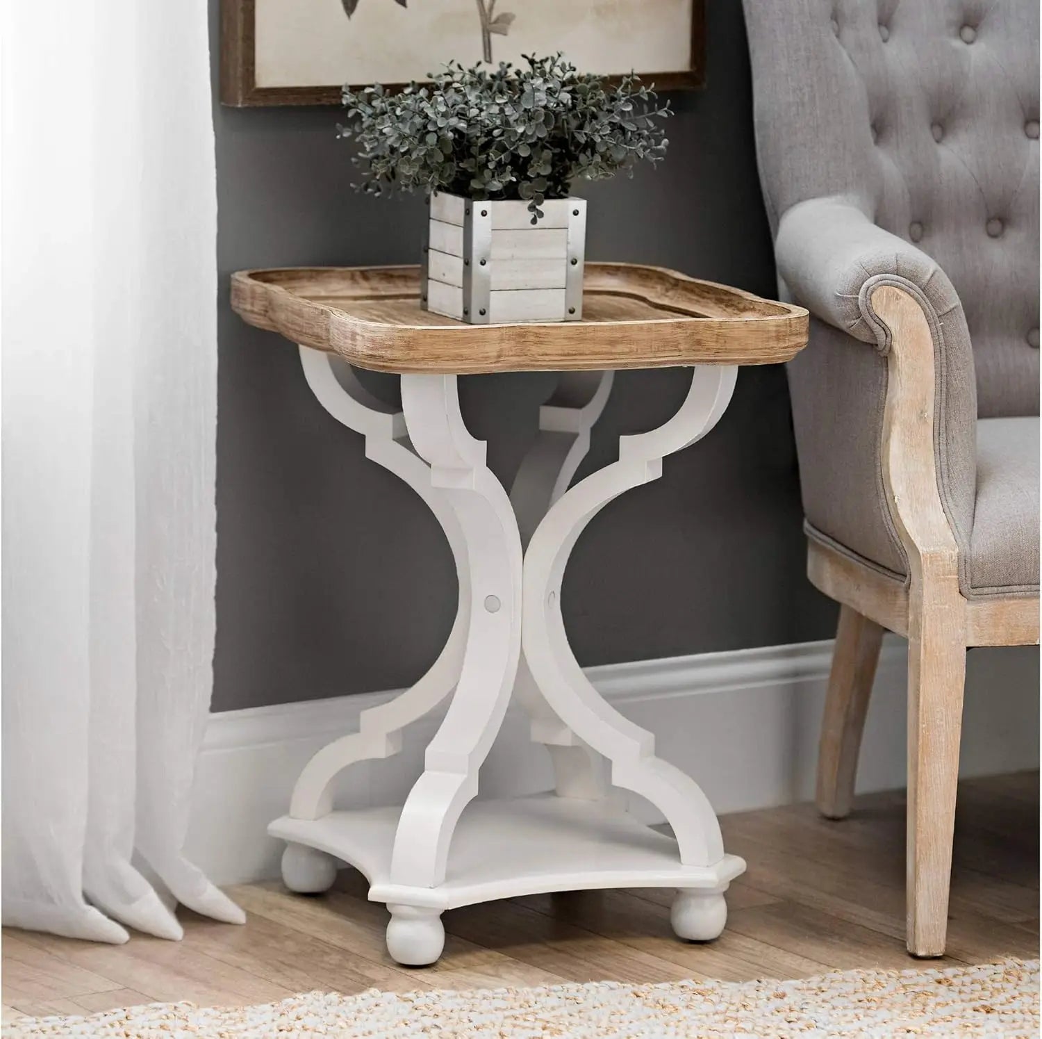 Rustic Farmhouse Cottagecore Accent End Table - AURA