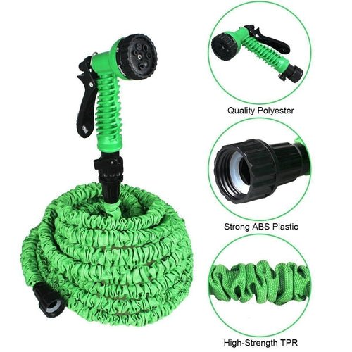 Expanding Expandable Flexible Garden Water Hose w Spray Nozzle 25, 50, - AURA