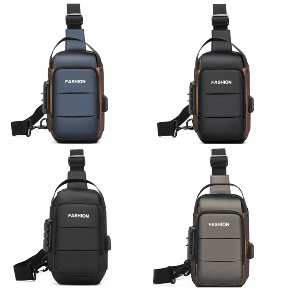 Anti - theft Men's Chest Bag USB Charging Port - AURA