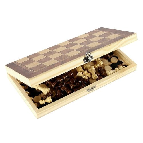 Foldable Wooden Chess Set Board Game - AURA