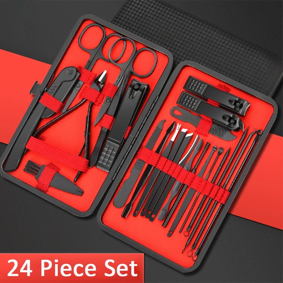 7/10/12/18/20/24PCS Set Professional Manicure Set Kits Stainless Steel Fingernail - AURA