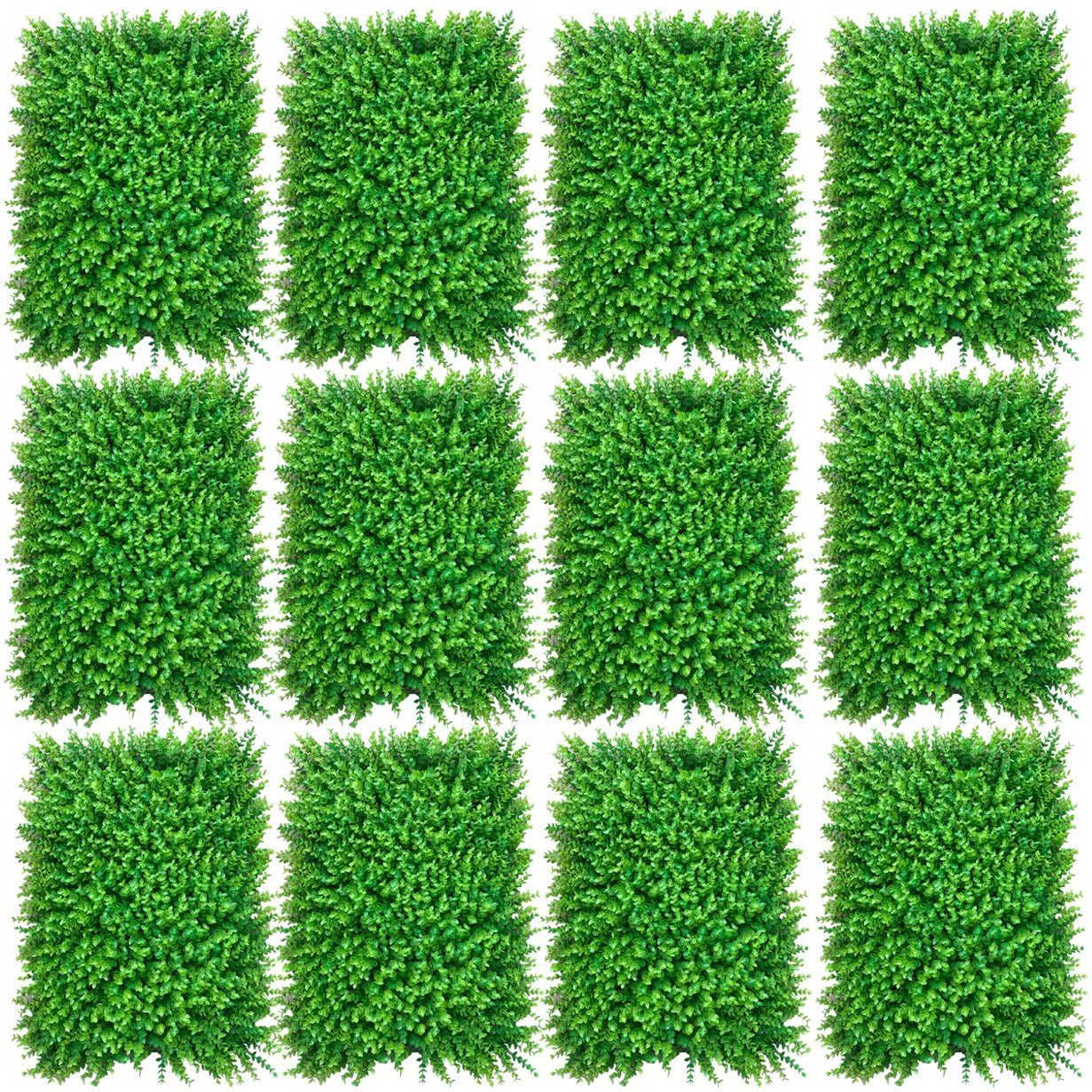 12PCS Artificial boxwood hedge panel Green Leaf Grass Mesh Grille Wall Decoration Outdoor Indoor Garden 23.62x 15.74x 1.57" - AURA