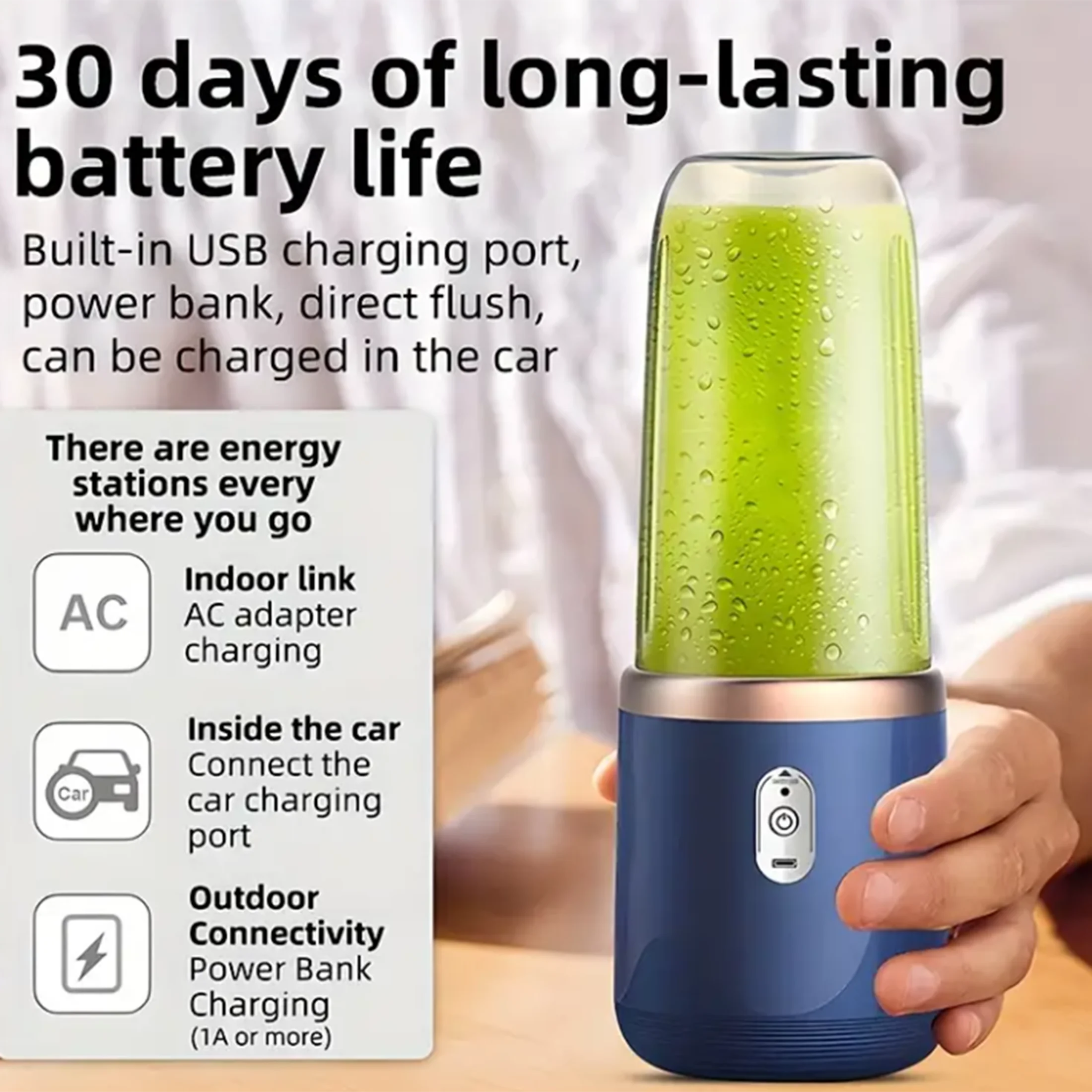 Portable Electric USB Juicer Blender, Double Cup - AURA