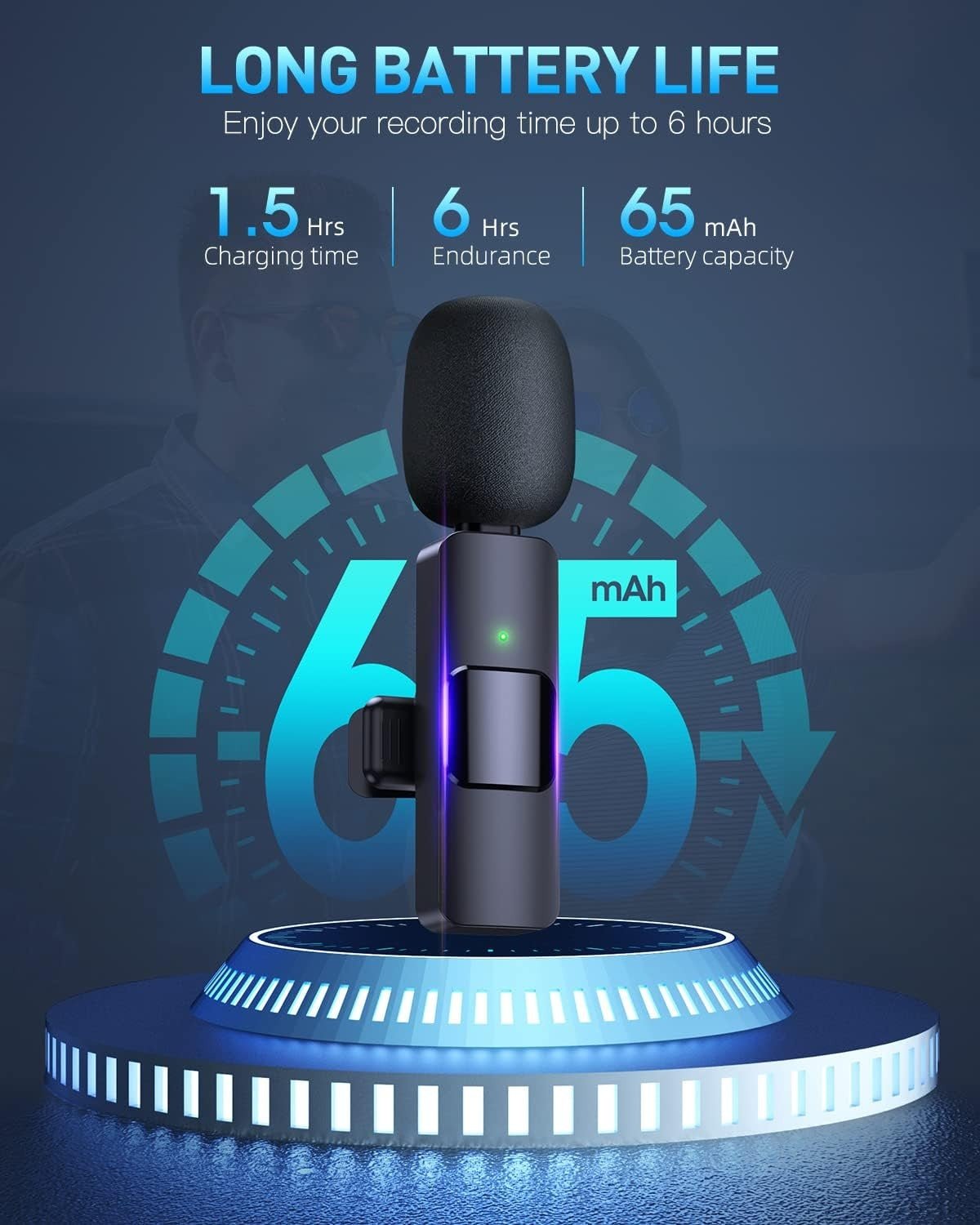 Wireless Lavalier Microphone, Type - C IPhone 15, 16, Rechargeable Wireless Microphone - AURA