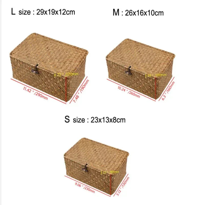 Wicker Woven Storage Basket/ Rattan Sundries, Handmade Sorting, Seagrass Jewelry - AURA