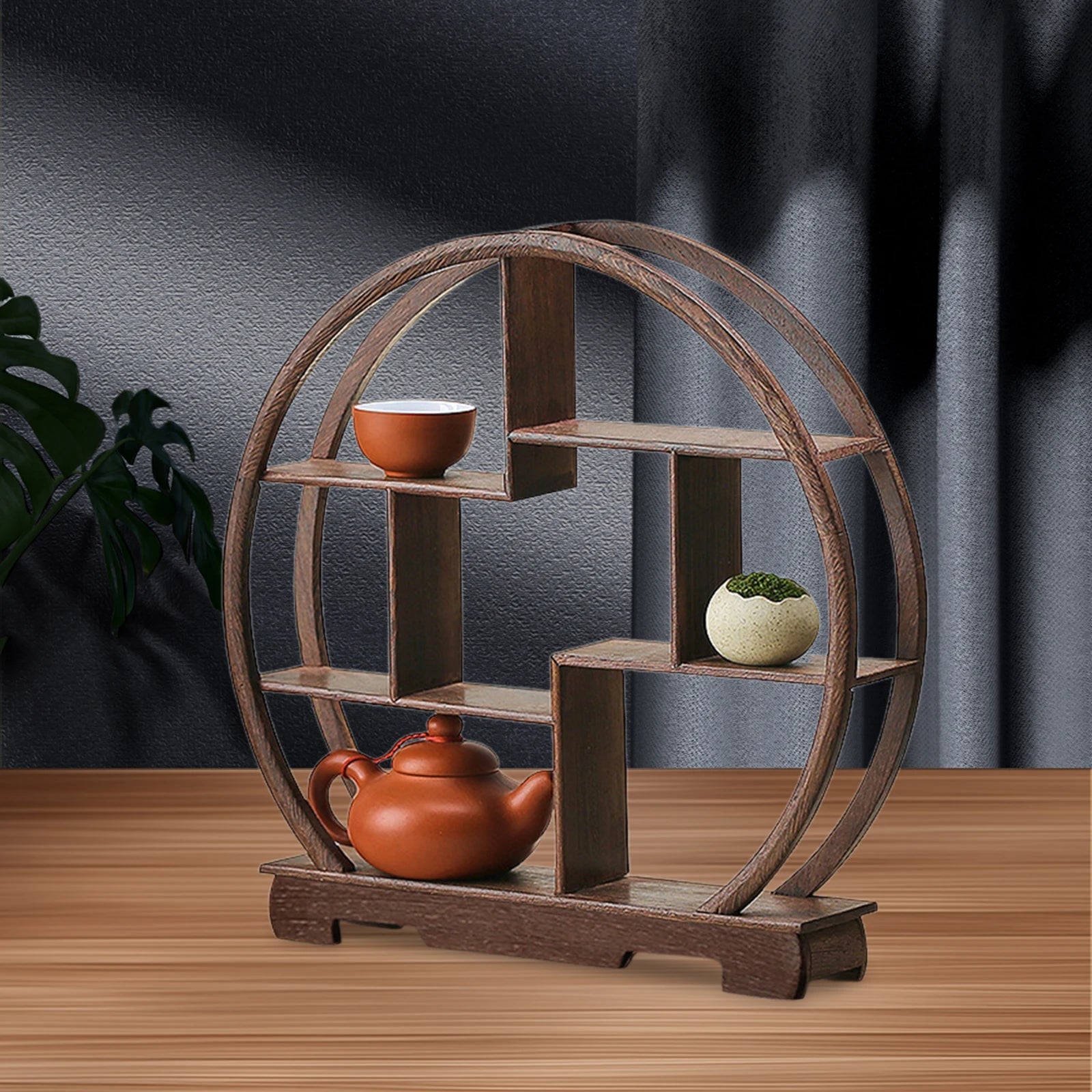 Wooden Display Stand Antique Display Shelf Oriental Furniture Teapot Stand - AURA