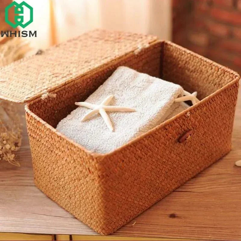 Wicker Woven Storage Basket/ Rattan Sundries, Handmade Sorting, Seagrass Jewelry - AURA