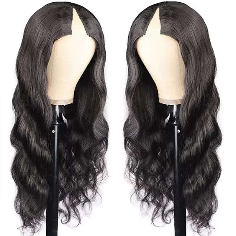 V Part Wigs Body Wave Brazilian Wigs 100% Human Hair Wigs Machine Made 200% Density V Shape Wigs 12 - 32 Inch Natural Hair Wig - AURA