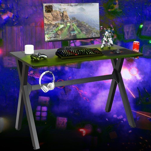 Gaming Desk Computer Desk Table w/Cup Holder & Headphone Hook Gamer Workstation - AURA