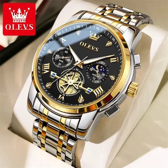 OLEVS 2856 Man Watch 24 Hour Moon Phase Chronograph (Waterproof) - AURA