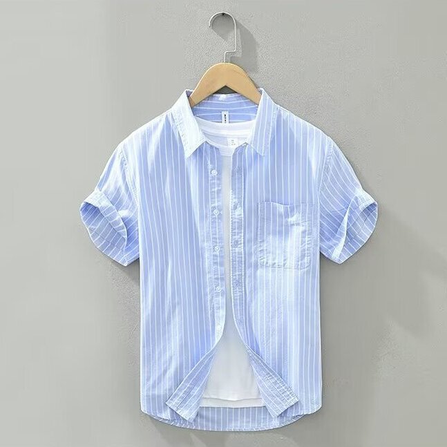Summer Japanese Tie - dye Printed Short - sleeved Shirt Men - AURA
