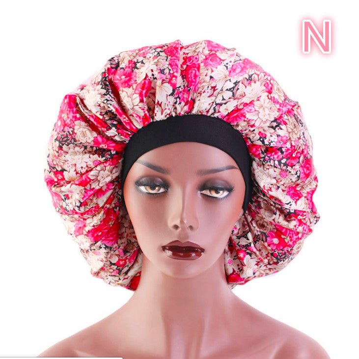 Beauty print Satin silk Bonnet sleep night cap - AURA