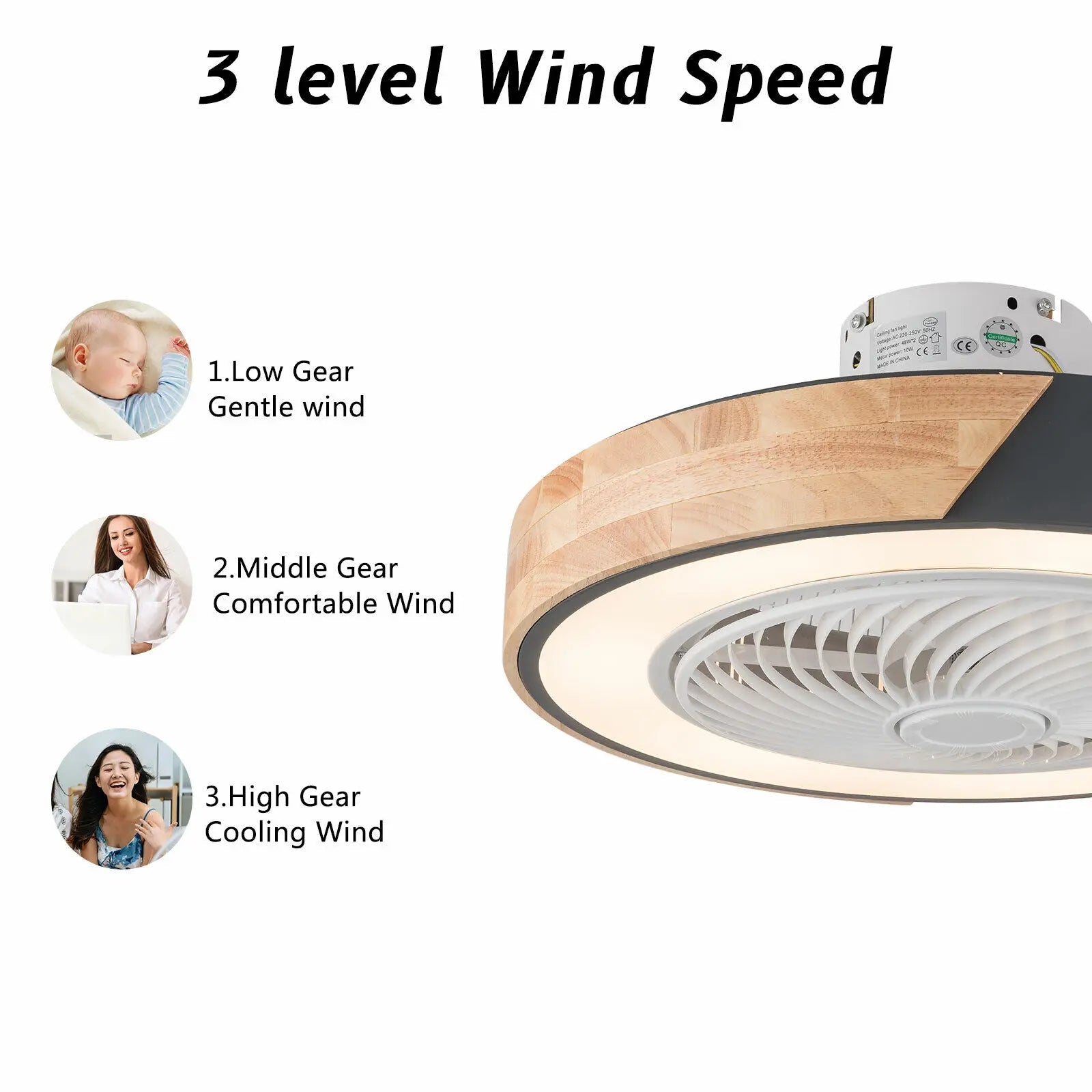 22'' Modern Ceiling Fan with Remote Dimmable LED Light - AURA