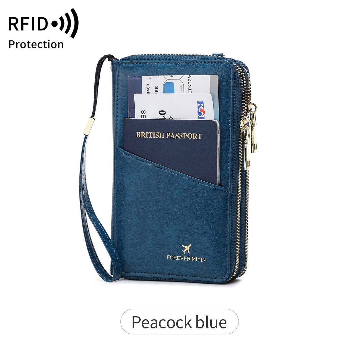 RFID Multi - functional Double Zipper Storage Crossbody Wallet - AURA
