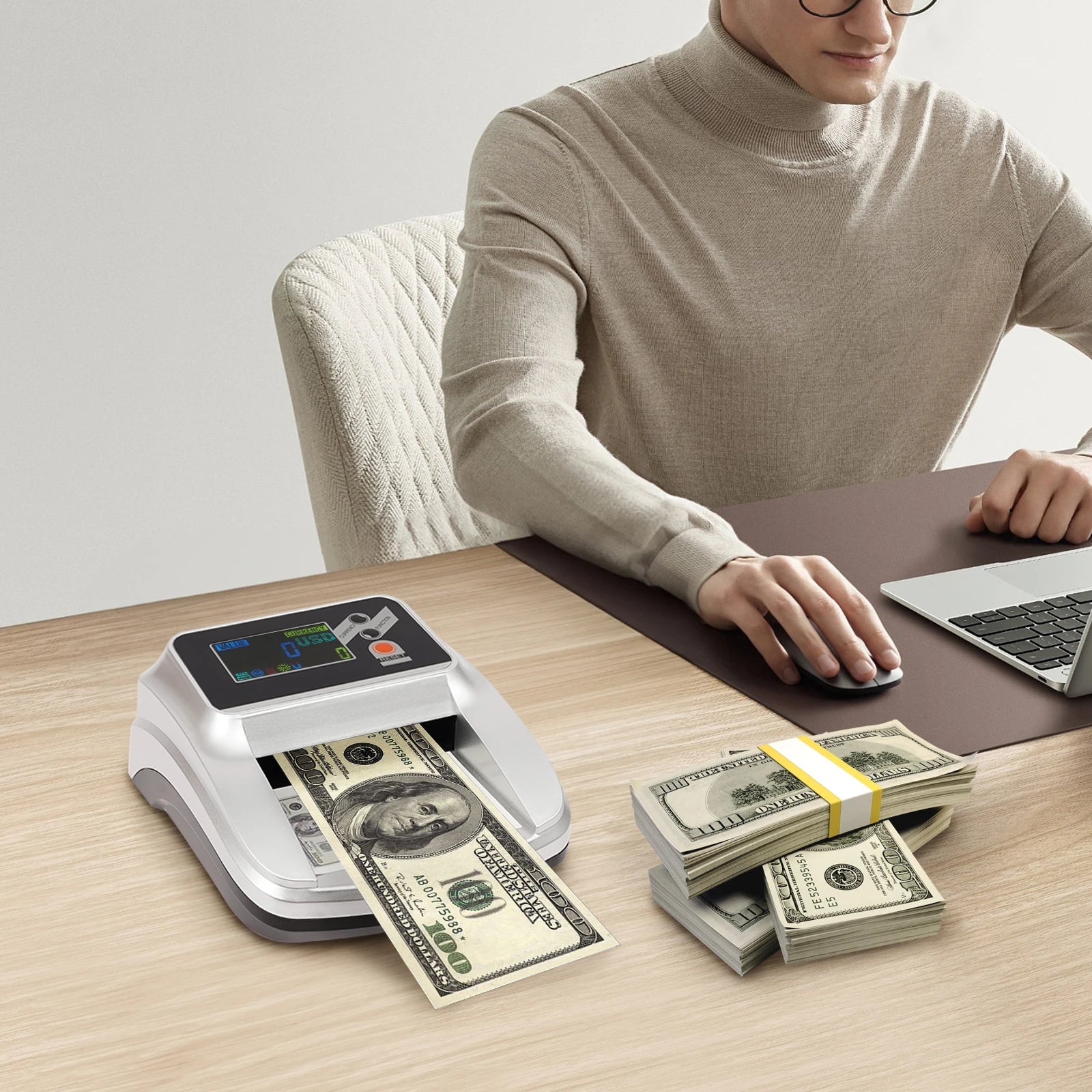 110V Money Counter Machine, Dollar Bill Detector, Counterfeit Money Checker - AURA