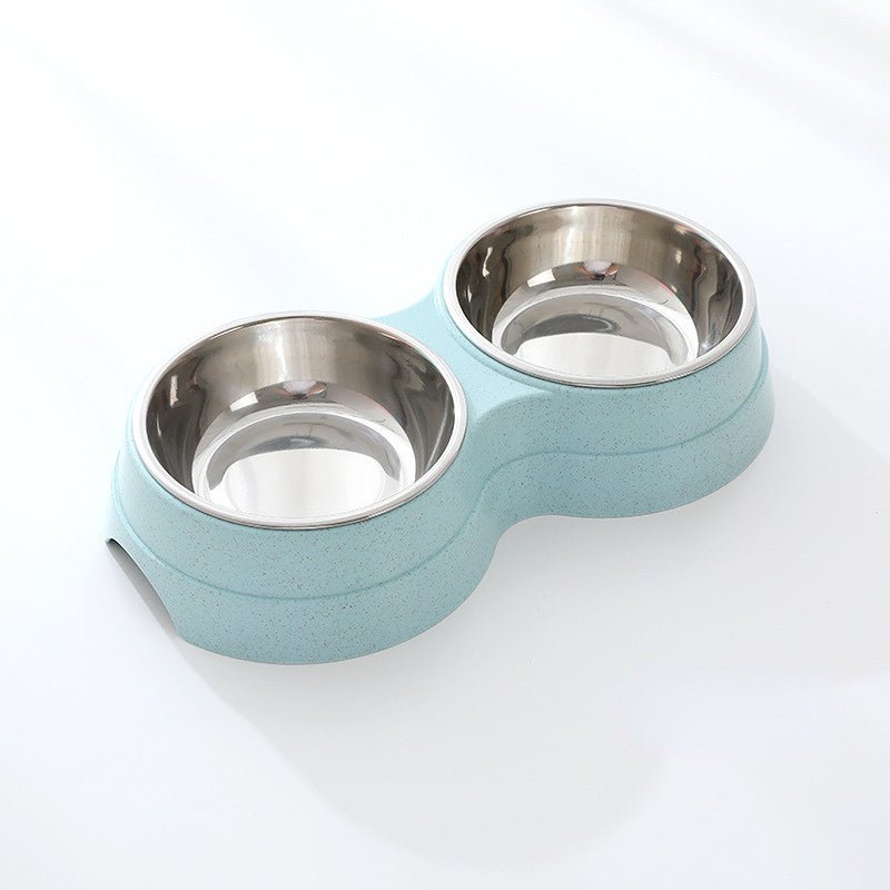 Double Pet Bowls Dog Food Water Feeder Stainless Steel - AURA
