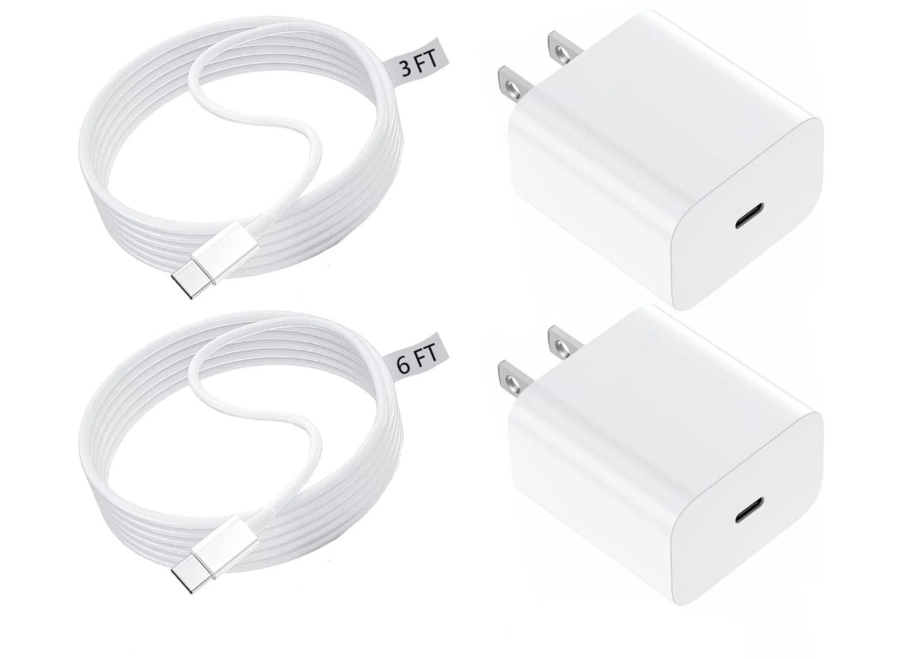 For Apple Phone Fast Charger 2Pack Type C Fast Charger Plug Adapter 6ft USB - AURA