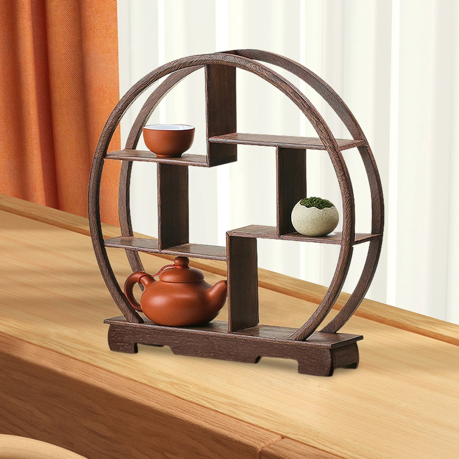 Wooden Display Stand Antique Display Shelf Oriental Furniture Teapot Stand - AURA