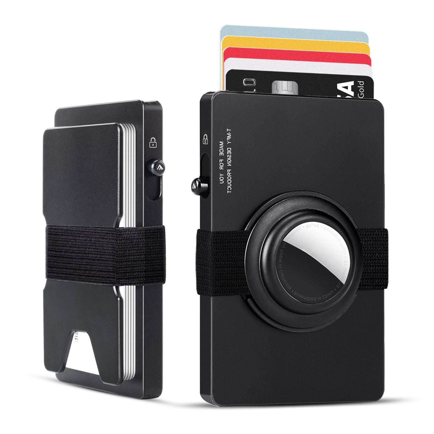 TOYFID All - Aluminum Pop Up Slide Rfid Slim Card Holder Wallet With Airtag Holder - AURA