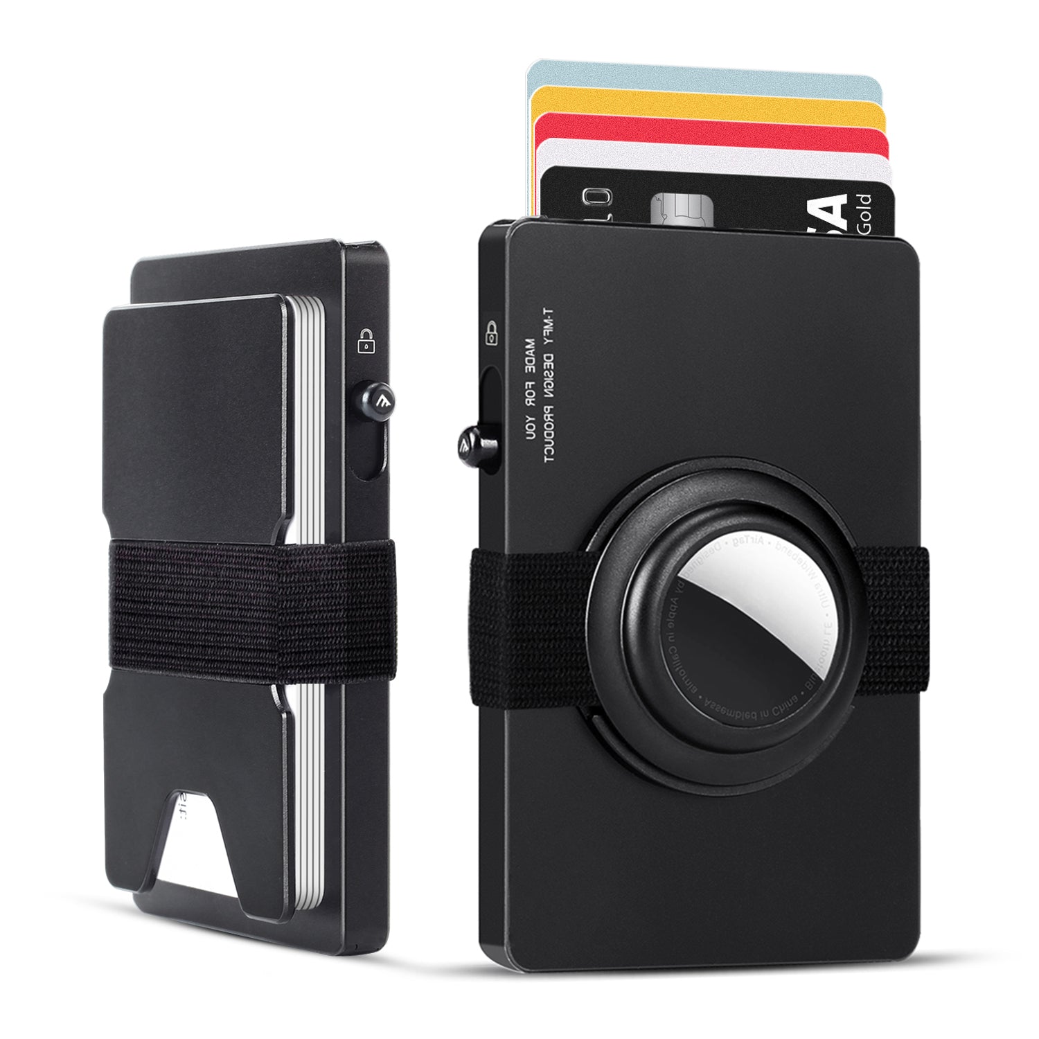 TOYFID All - Aluminum Pop Up Slide Rfid Slim Card Holder Wallet With Airtag Holder - AURA