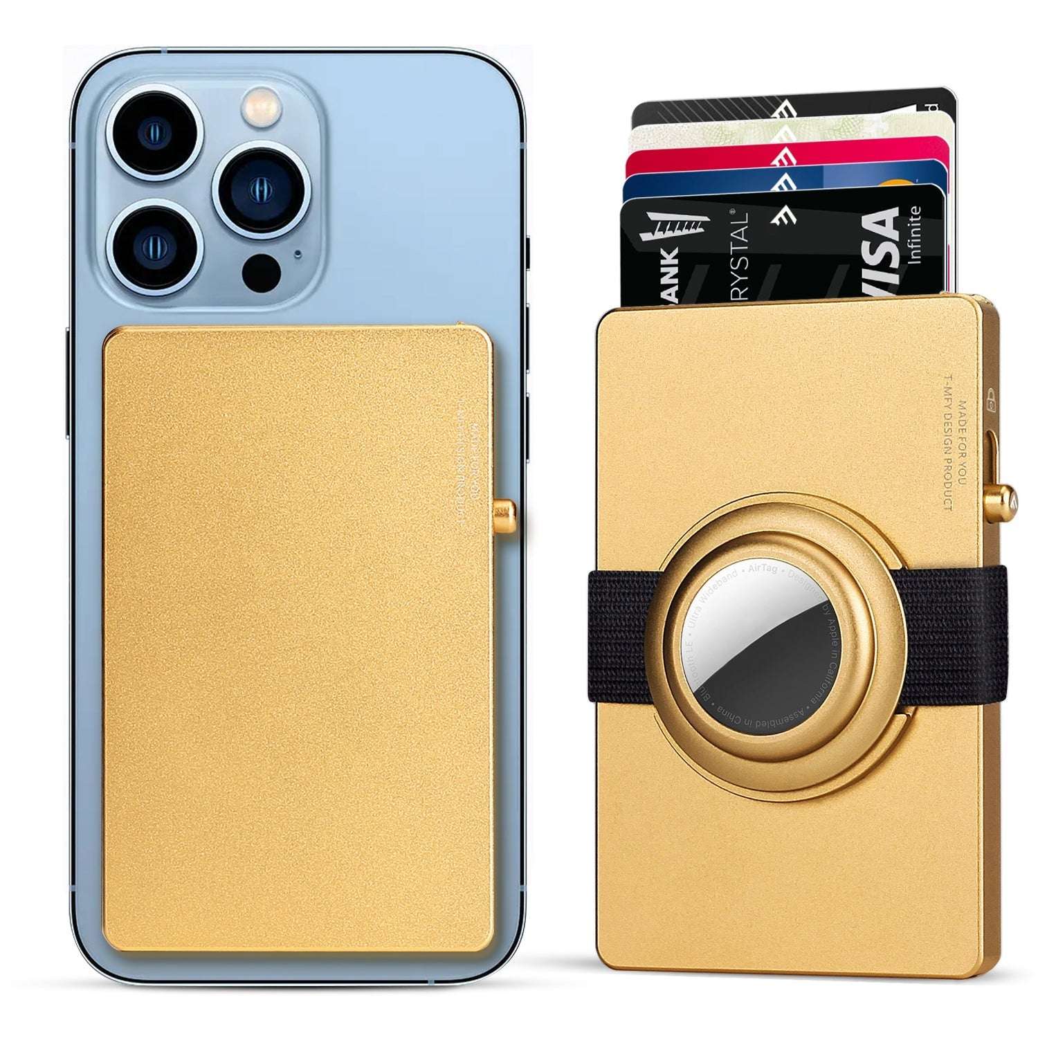 TOYFID All - Aluminum Pop Up Slide Rfid Slim Card Holder Wallet With Airtag Holder - AURA