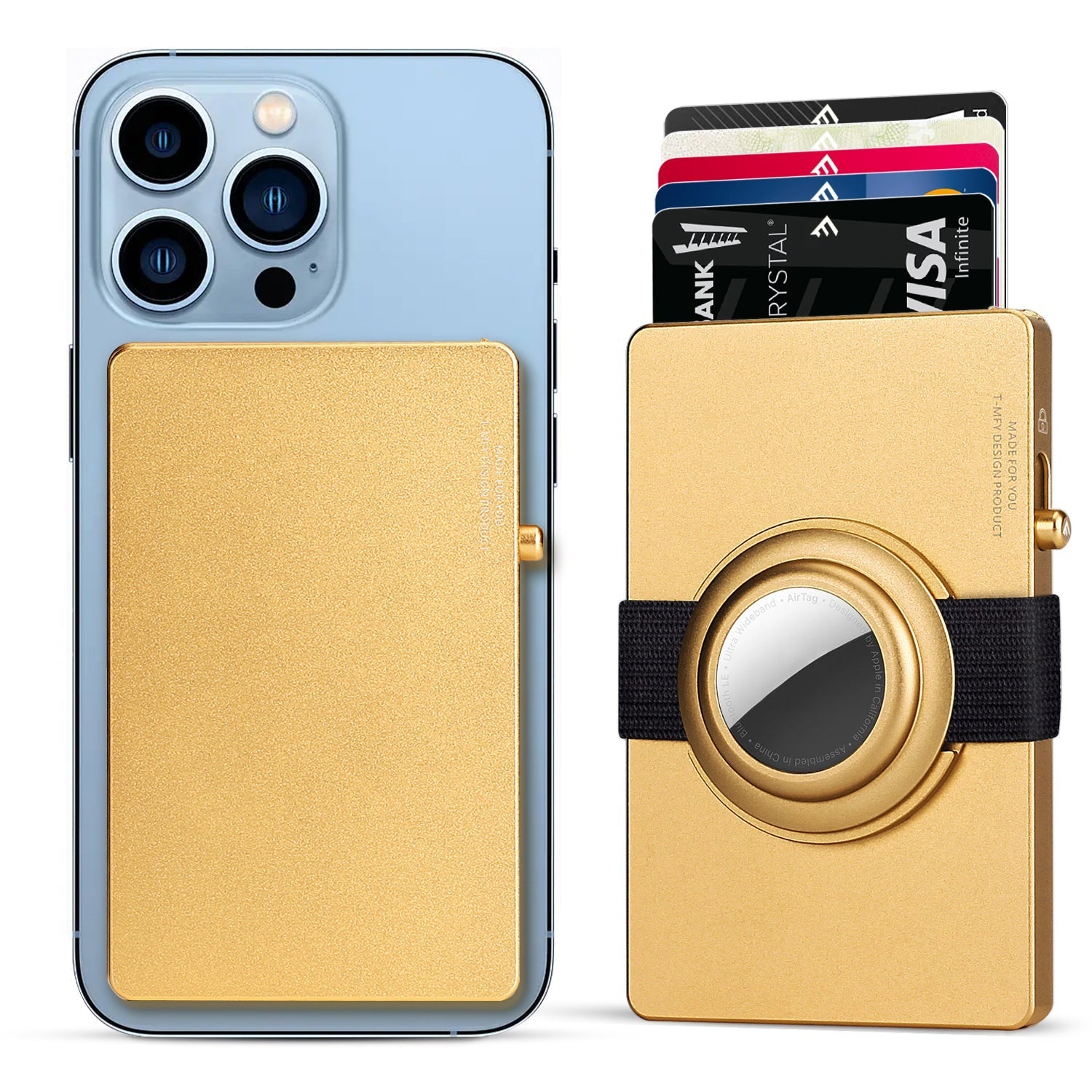 TOYFID All - Aluminum Pop Up Slide Rfid Slim Card Holder Wallet With Airtag Holder - AURA