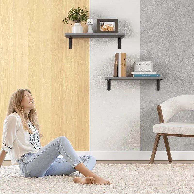Wall Mounted Floating Shelves Wooden Shelves Home Living Room - AURA