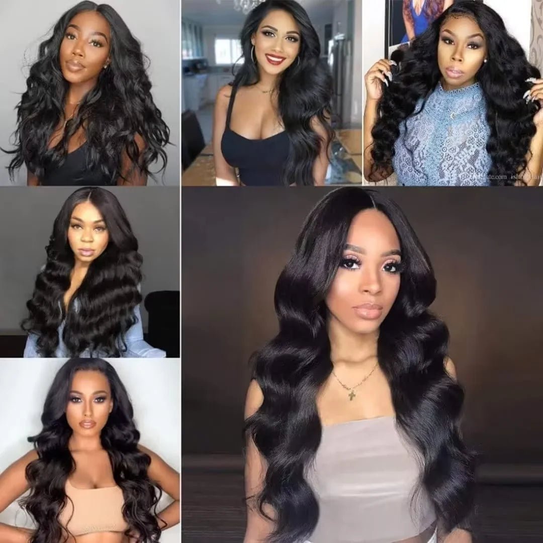 V Part Wigs Body Wave Brazilian Wigs 100% Human Hair Wigs Machine Made 200% Density V Shape Wigs 12 - 32 Inch Natural Hair Wig - AURA