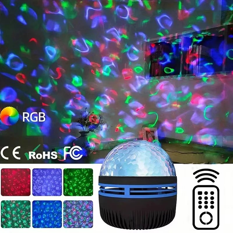 1pc Star Projector, Galaxy Projector, Water Ocean Wave Projector For Bedroom Night Light Room Decor With 7 - Colors Patterns - AURA