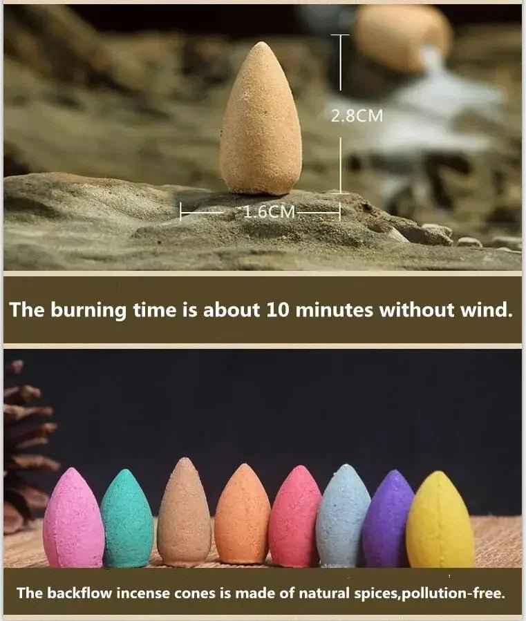Free 20Pcs Incense cones Creative Home Decor Backflow Stick Incense - AURA