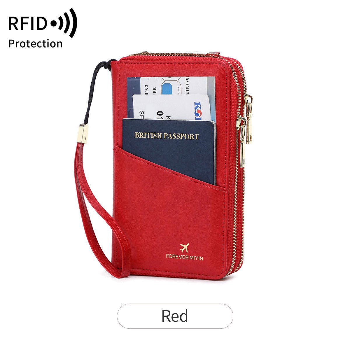 RFID Multi - functional Double Zipper Storage Crossbody Wallet - AURA