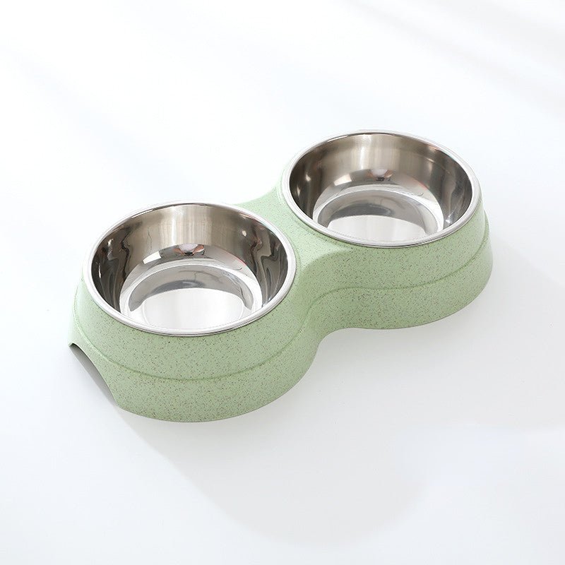 Double Pet Bowls Dog Food Water Feeder Stainless Steel - AURA
