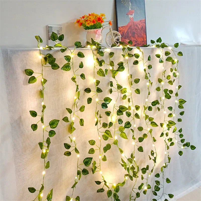 Flower Green Leaf String Lights Artificial Vine Fairy Lights Battery - AURA