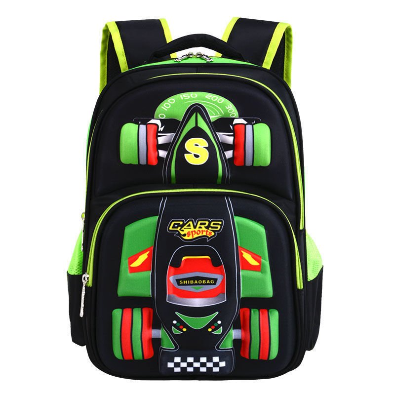 Three Dimensional Car Boys Primary School Trolley School Bag - AURA