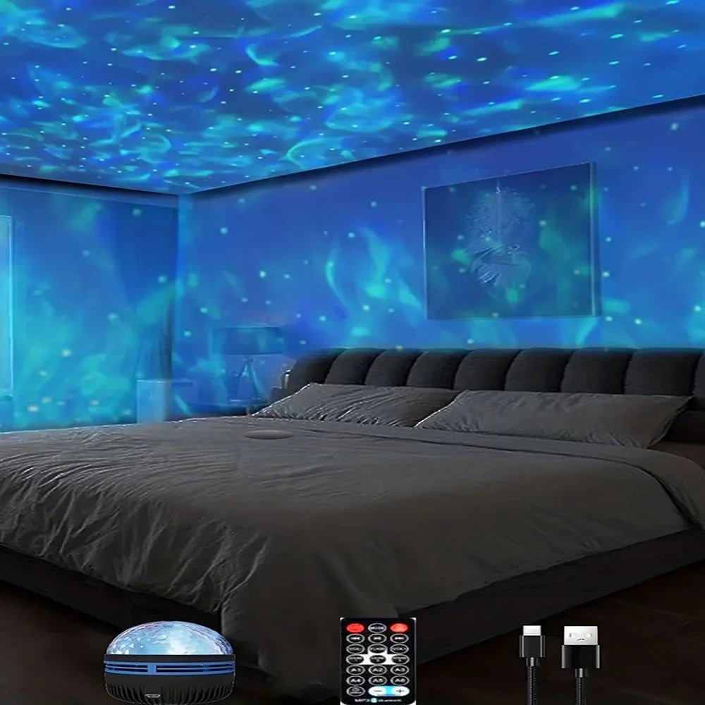 1pc Star Projector, Galaxy Projector, Water Ocean Wave Projector For Bedroom Night Light Room Decor With 7 - Colors Patterns - AURA