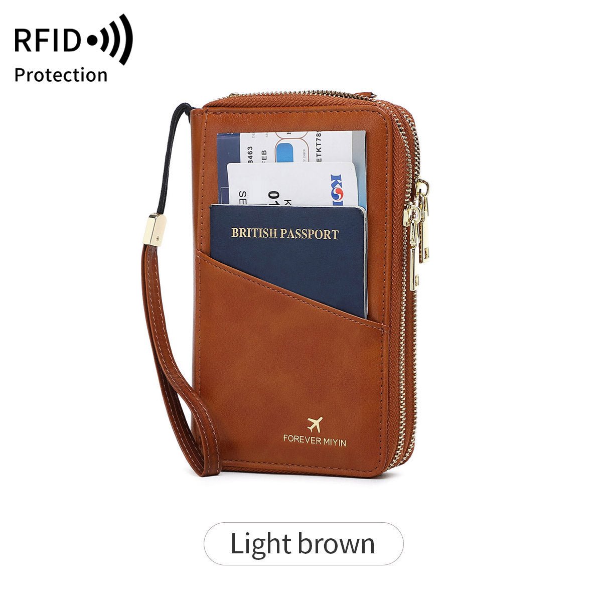 RFID Multi - functional Double Zipper Storage Crossbody Wallet - AURA