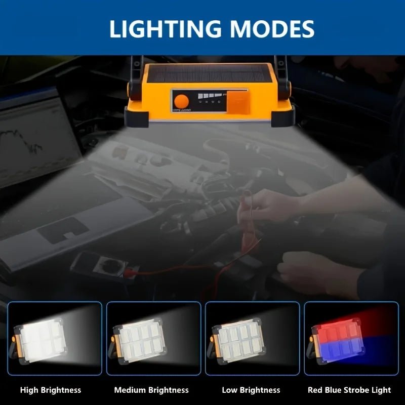 1pc Rechargeable LED Solar Work Light, Portable floodlight with 3600mAh Battery - AURA