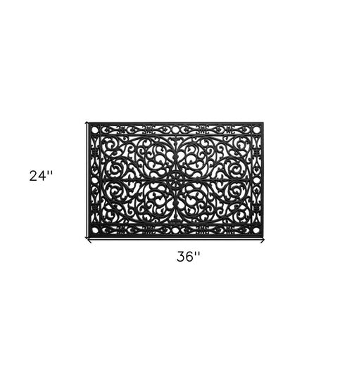 24" X 36" Black Rubber Scrollwork Outdoor Door Mat - AURA