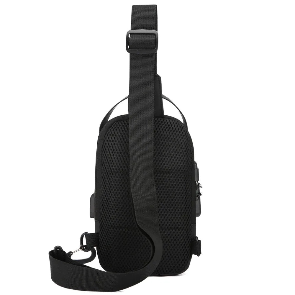Anti - theft Men's Chest Bag USB Charging Port - AURA