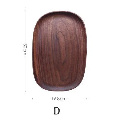 1/5pcs Lovesickness Wood Irregular Oval Solid Wood Dinner Plate Tableware Set - AURA