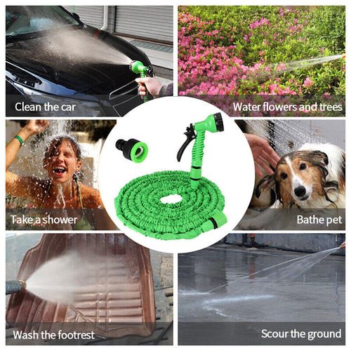 Expanding Expandable Flexible Garden Water Hose w Spray Nozzle 25, 50, - AURA