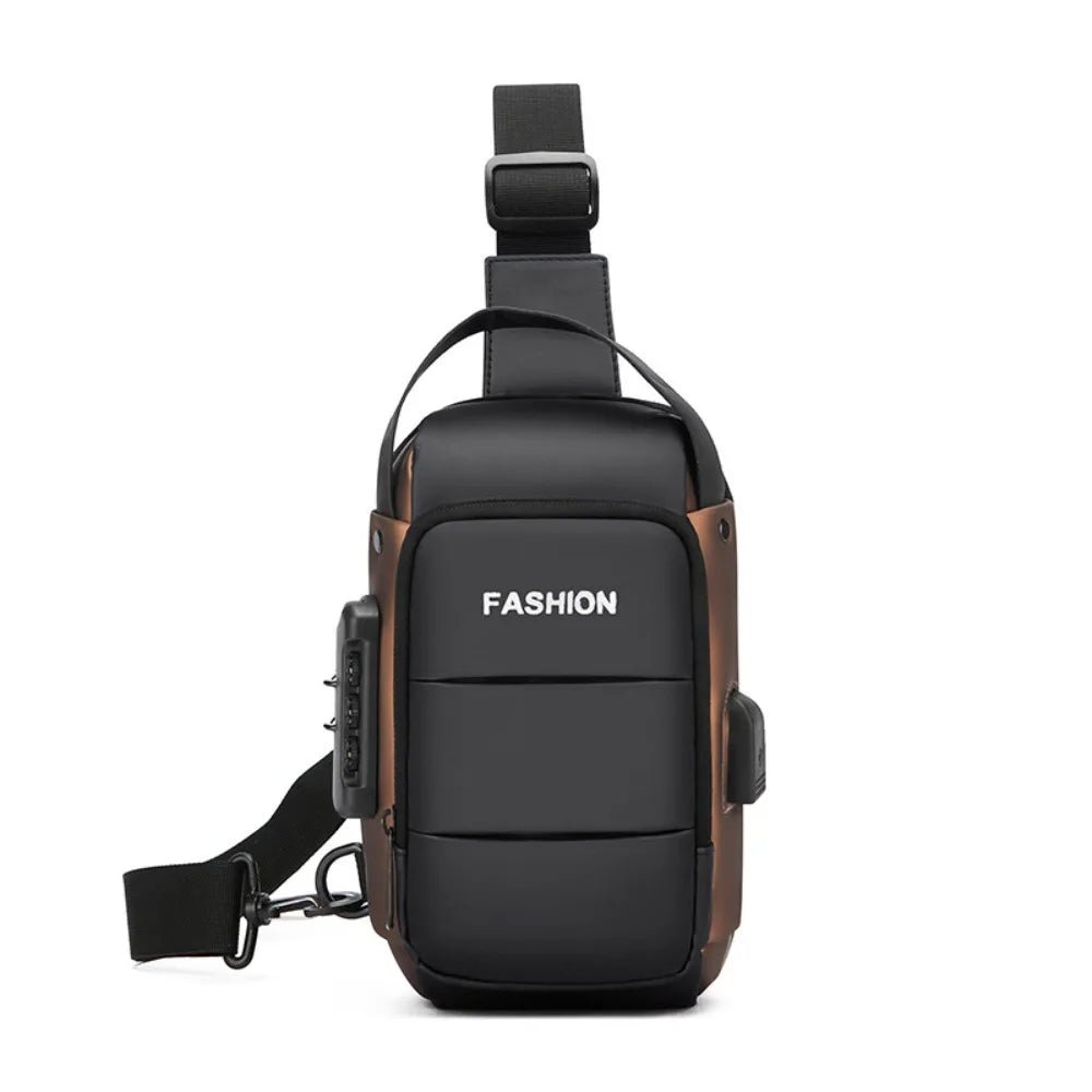 Anti - theft Men's Chest Bag USB Charging Port - AURA