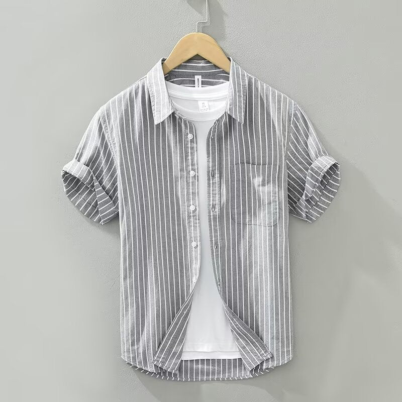 Summer Japanese Tie - dye Printed Short - sleeved Shirt Men - AURA