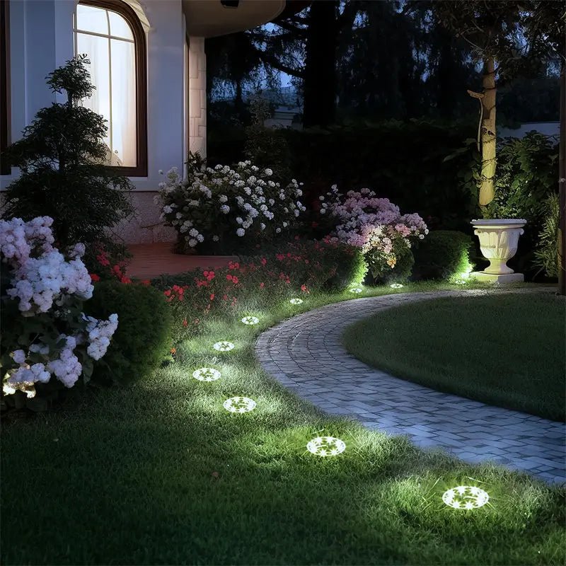 8LED Solar Garden Lights Outdoor Waterproof Sidewalk Disk Bright In - Ground Landscape - AURA