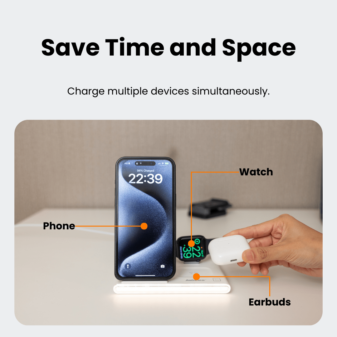 PowerGlow - Jabees PowerGlow 4 - In - 1 Foldable Wireless Charging Station - AURA