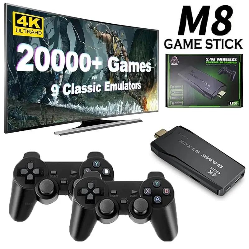 Video Game Console Built - in 20000 Games Wireless Controller TV Game Stick 4K HD - AURA