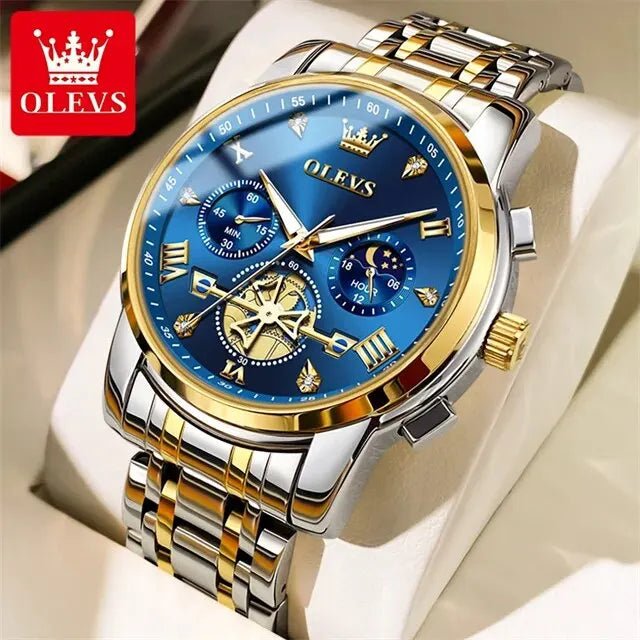 OLEVS 2856 Man Watch 24 Hour Moon Phase Chronograph (Waterproof) - AURA