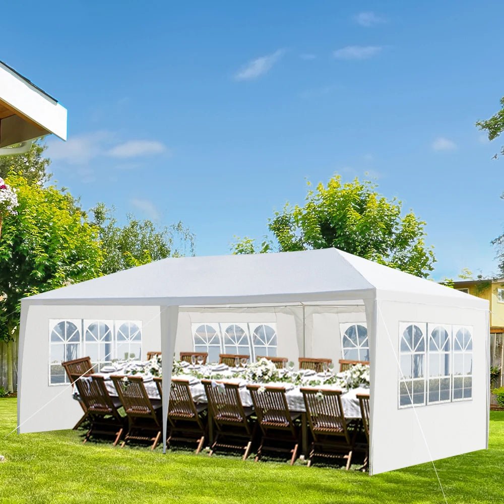 10'X20' Outdoor Party Tent with 4 Removable Sidewalls, Waterproof Canopy Patio Wedding Gazebo, White - AURA